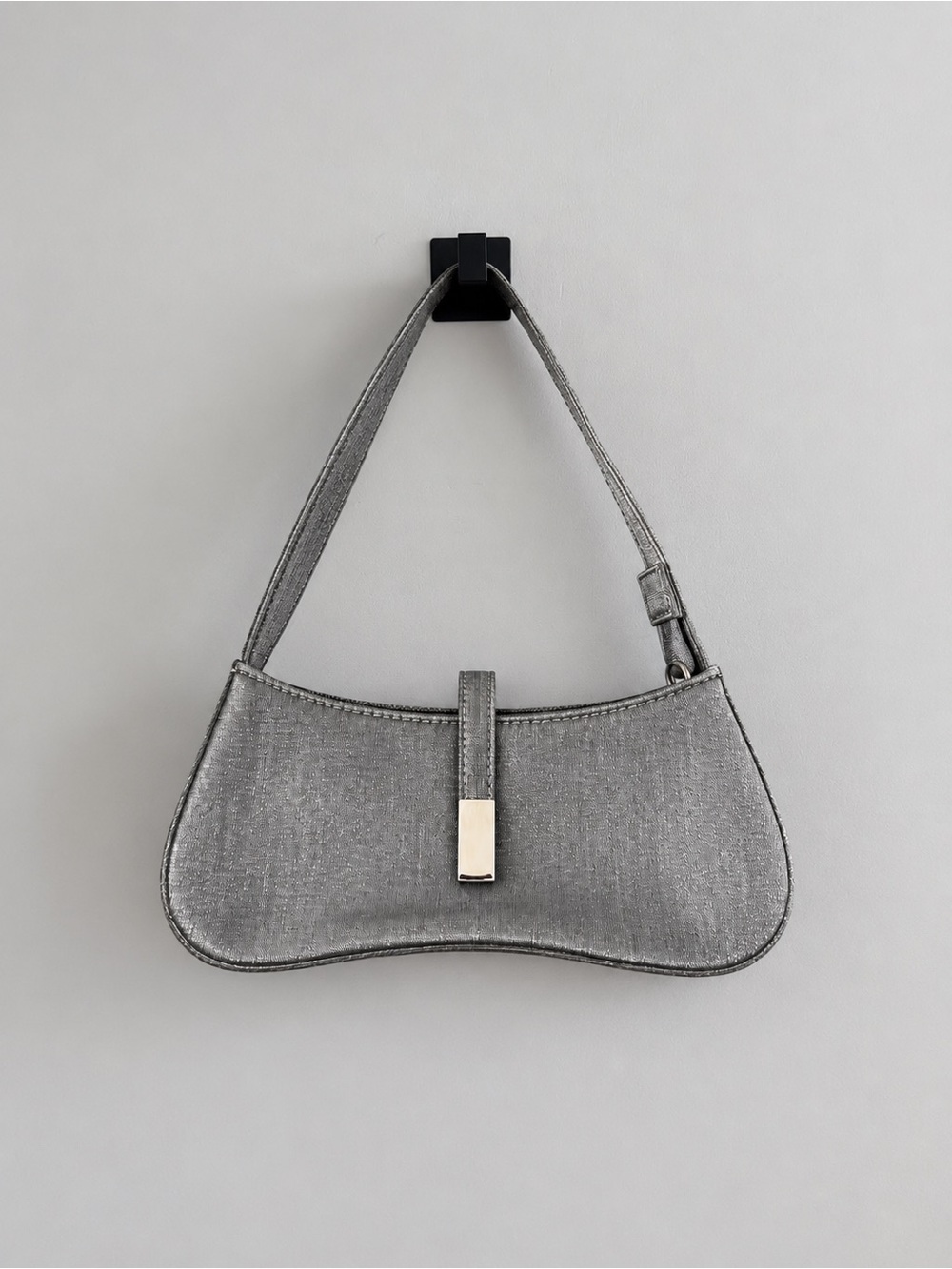 Vintage Fairweather Metallic Charcoal Shoulder Bag Silver Clasp Purse